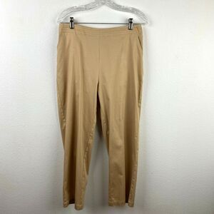 Dialogue Women Pants Trouser Size 10 Tan Twill Straight Leg Side Zipper Pockets